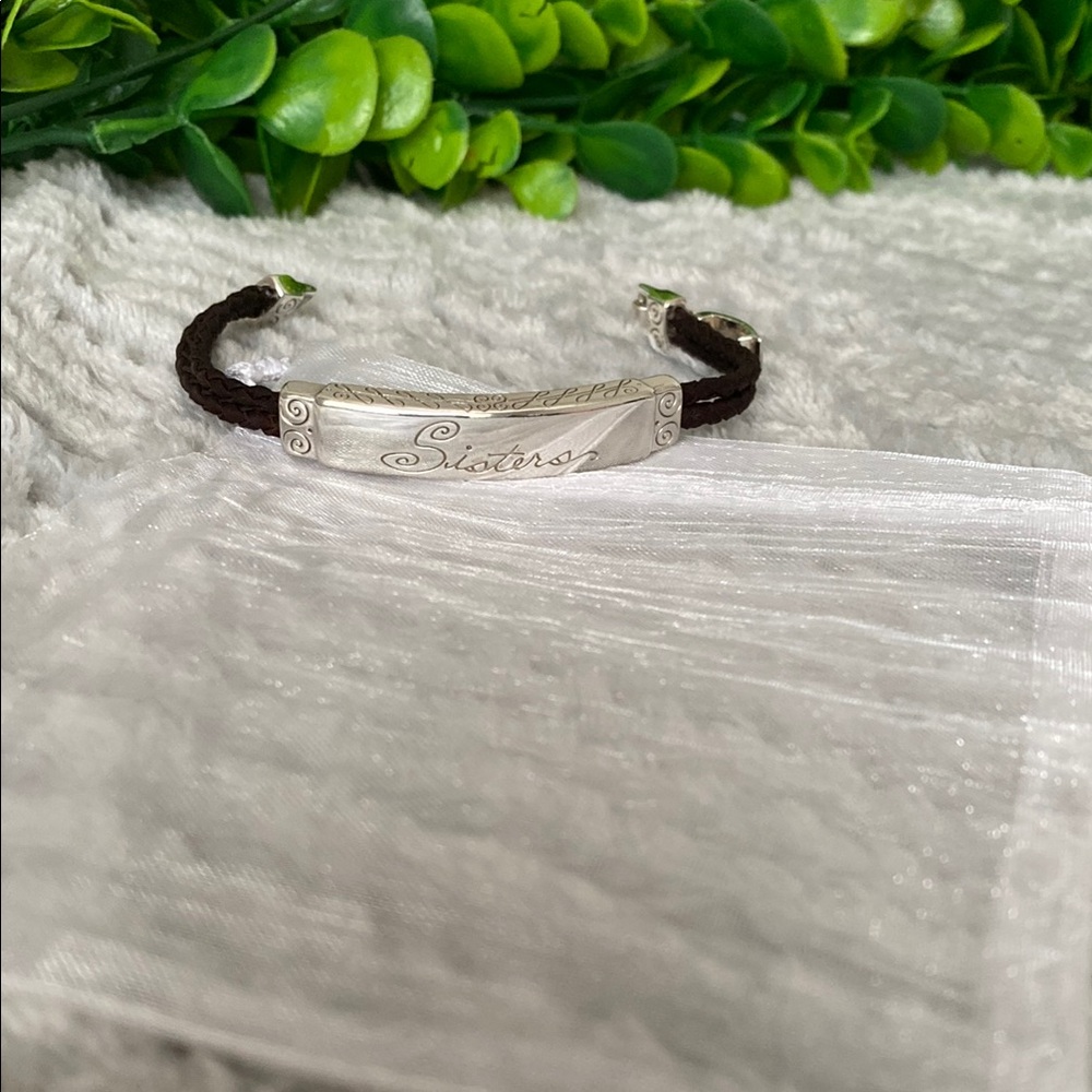 Vintage Brighton Elegant Sister Silver and Brown Braided Bracelet